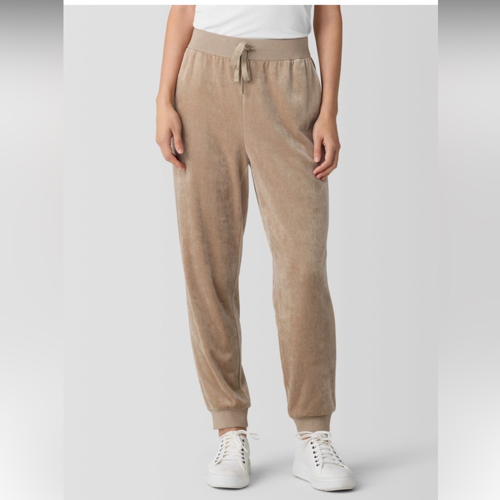 Eileen Fisher NWT Small Biscuit Ankle Track Pant Cotton Pockets